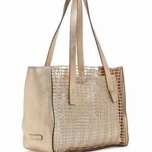 VINCE CAMUTO-Small Jeana Tote-Gold Leather-2 in 1 Bag-Current Collection-NWT